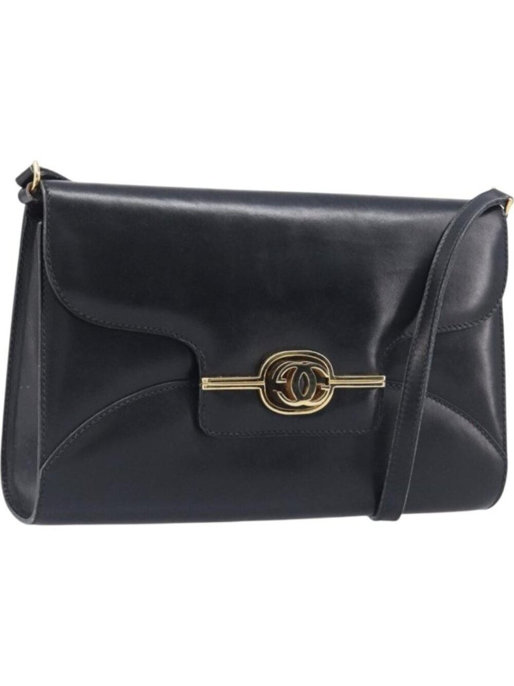 GUCCI Shoulder Bag Leather Black Gold